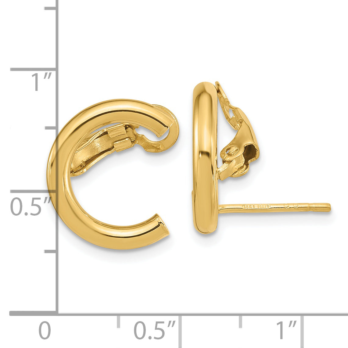14K Yellow Gold Polished U Shape Clip On & Post Earrings