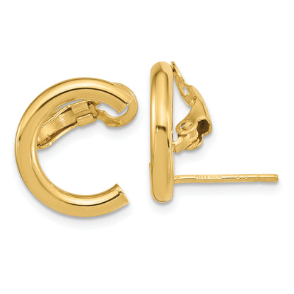 14K Yellow Gold Polished U Shape Clip On & Post Earrings