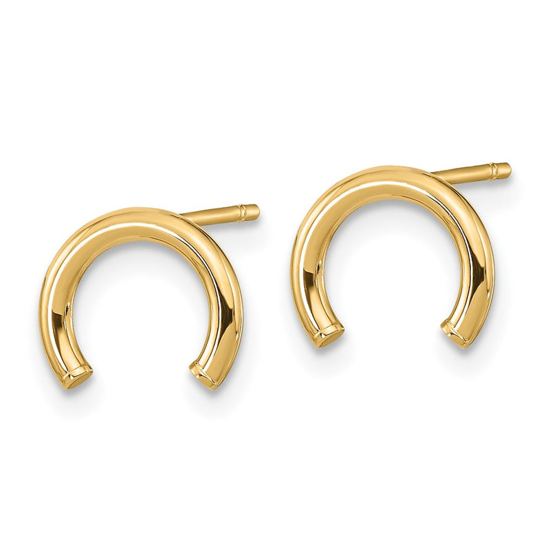 14K Yellow Gold Polished U Shape Tube Post Earrings