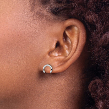 14K White Gold Polished U Shape Tube Post Earrings
