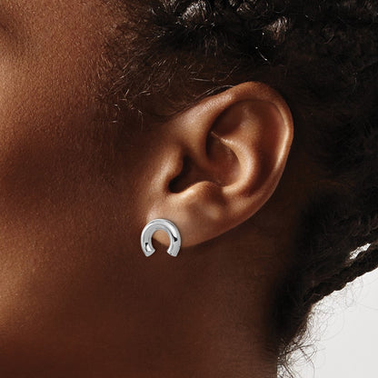 14K White Gold Polished U Shape Tube Post Earrings