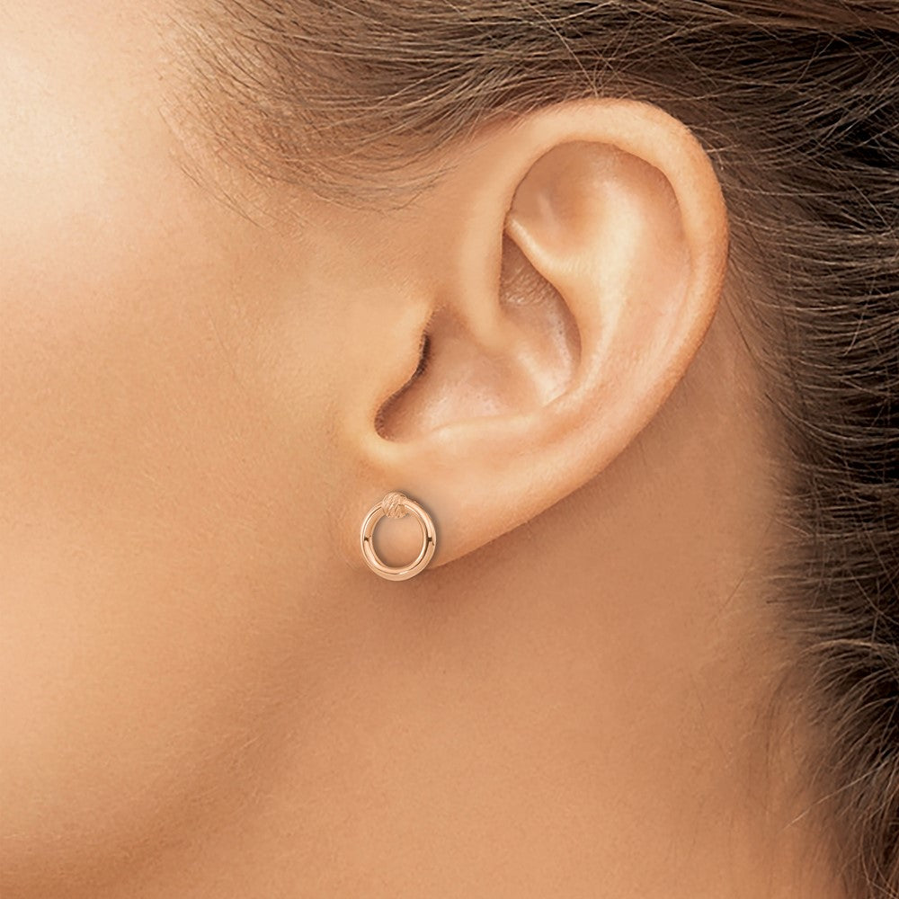 14K Rose Gold Polished D/C Circle Post Earrings