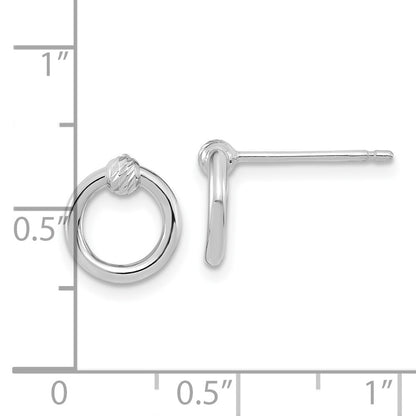 14K White Gold Polished D/C Circle Post Earrings