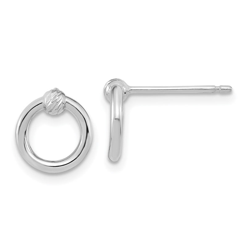 14K White Gold Polished D/C Circle Post Earrings