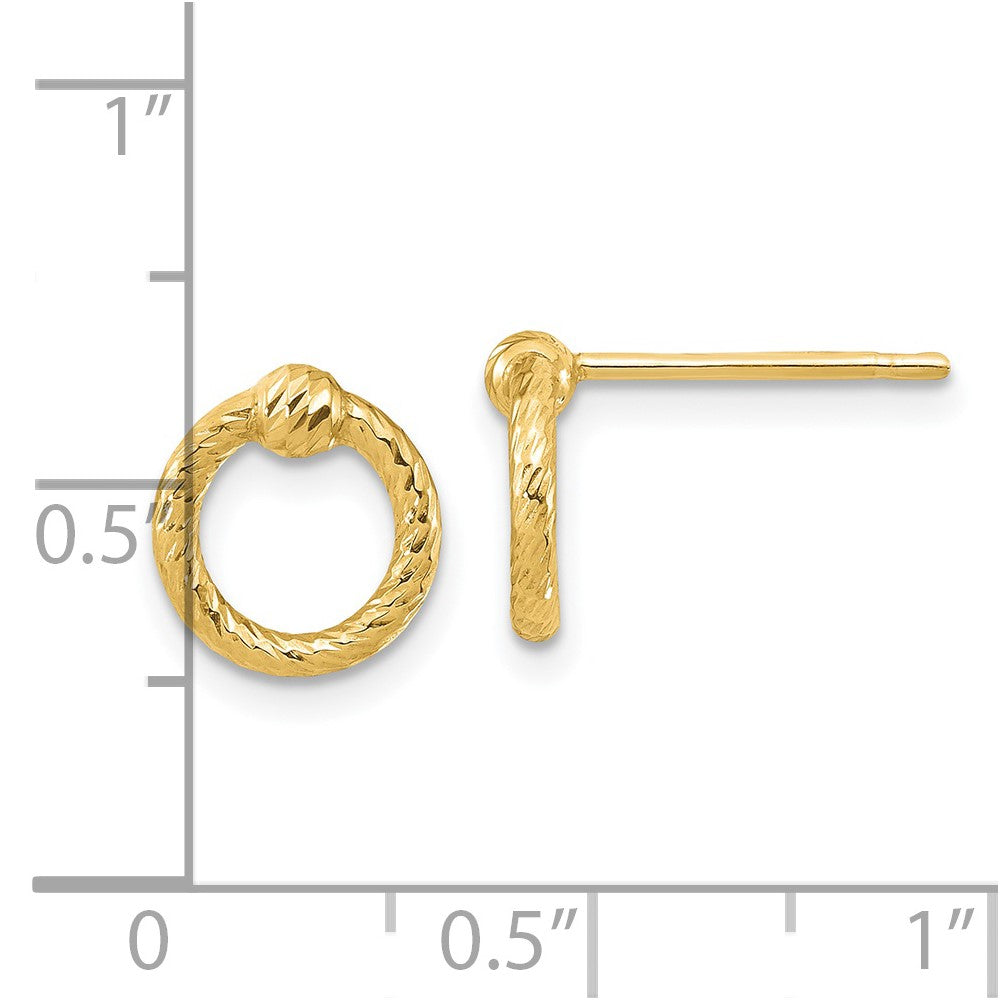 14K Yellow Gold Polished D/C Twisted Circle Post Earrings
