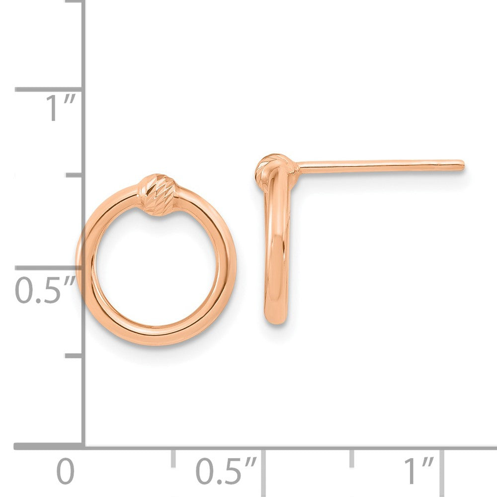 14K Rose Gold Polished & D/C Circle Post Earrings