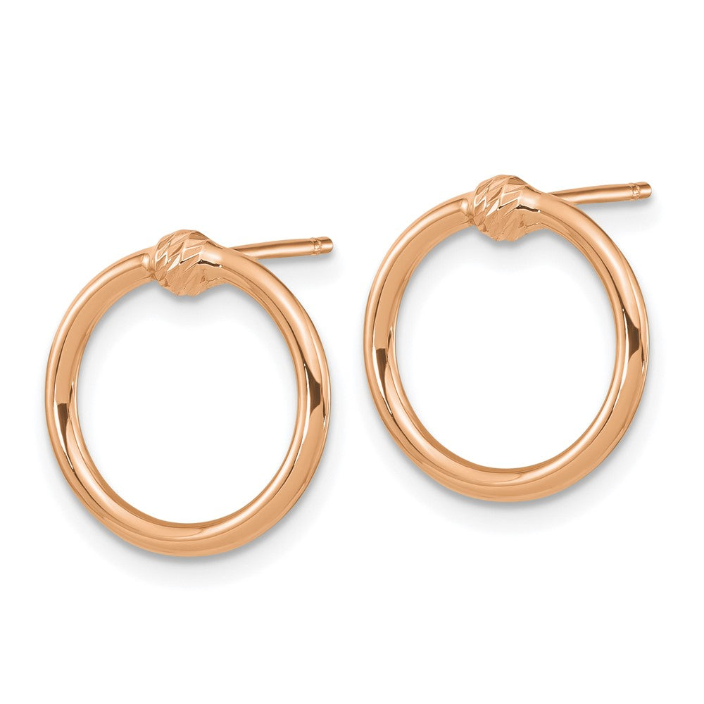 14K Rose Gold Polished & D/C Circle Post Earrings