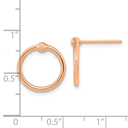 14K Rose Gold Polished & D/C Circle Post Earrings