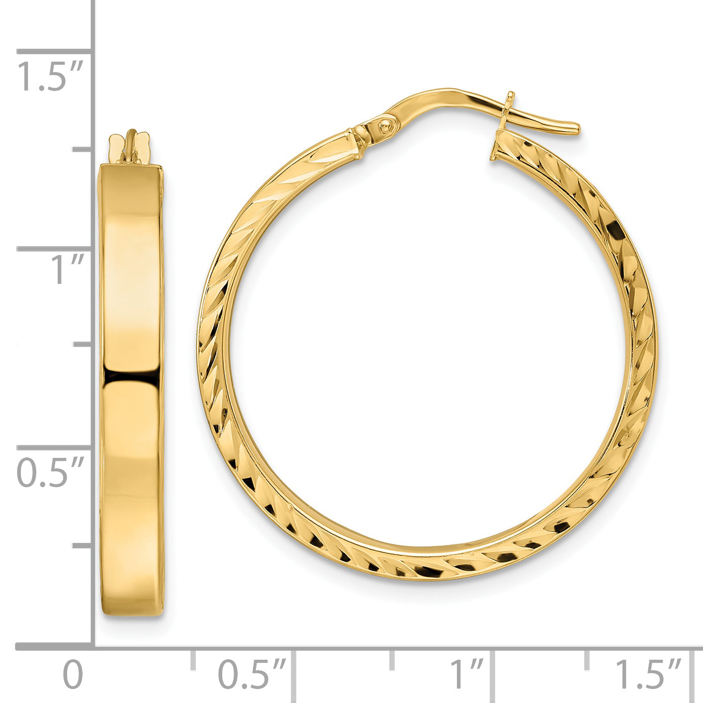14K Yellow Gold Polished Hoop Earrings