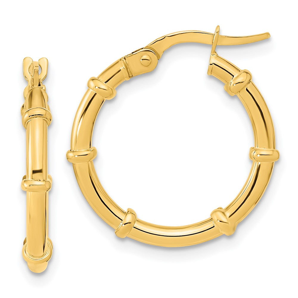 14K Yellow Gold Polished And Fancy Hoop Earrings