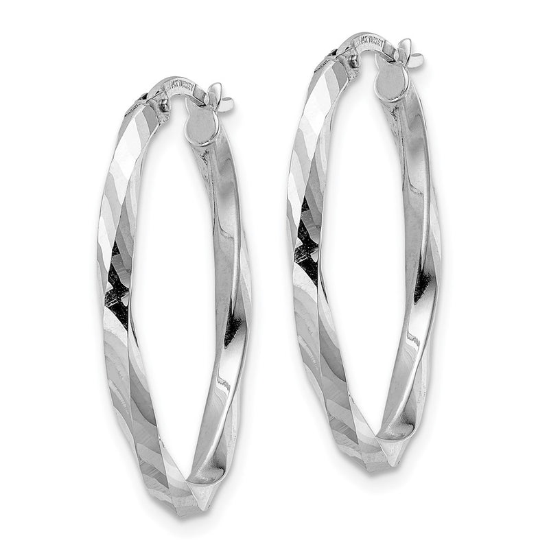 14K White Gold Polished 2.5X20X29mm Oval Hoop Earrings