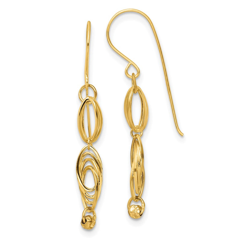 14K Yellow Gold Oval Link Dangle Earrings