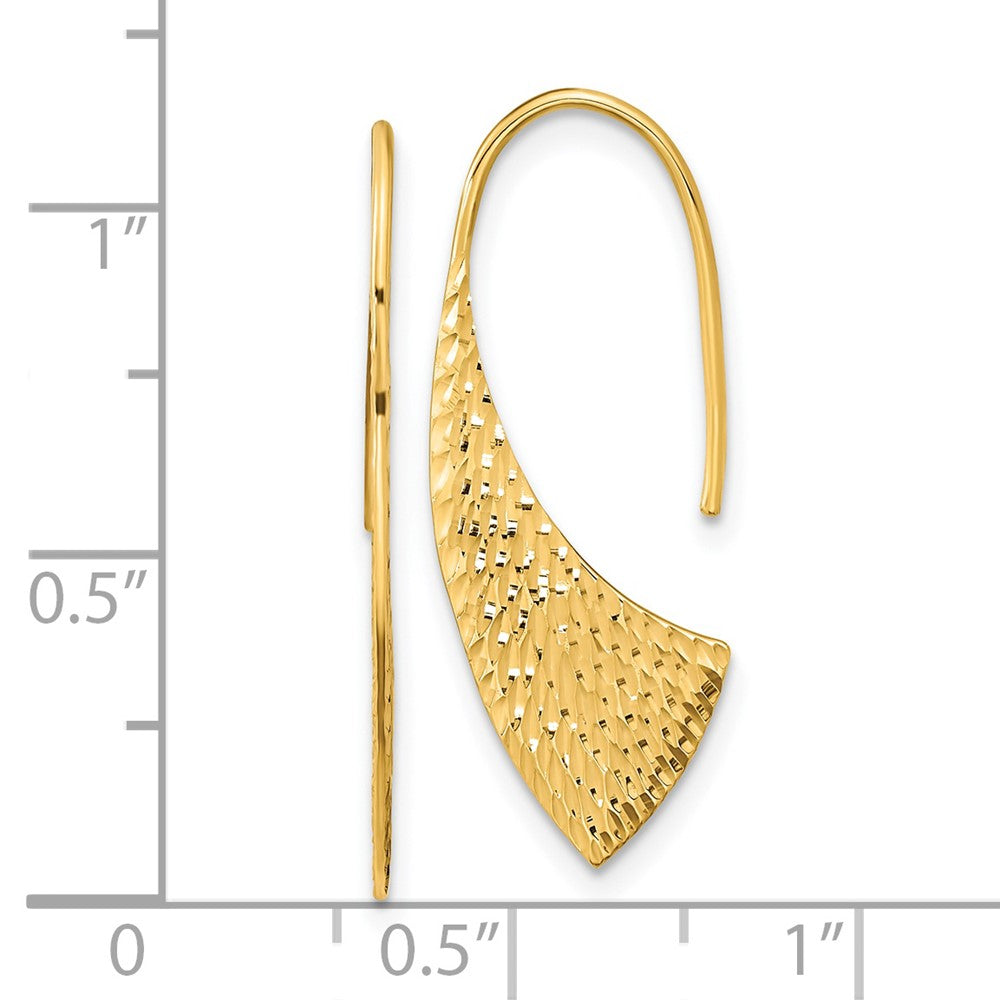 14K Yellow Gold Polished Diamond-Cut Fancy Dangle Earrings