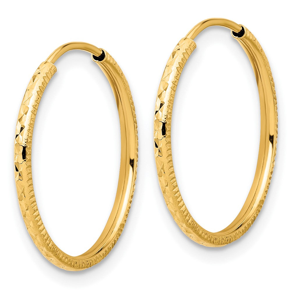 14K Yellow Gold D/c 1.50mm Endless Hoop Earrings