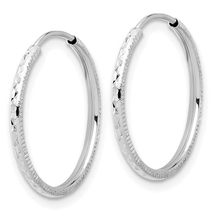 14K White Gold D/c 1.50mm Endless Hoop Earrings