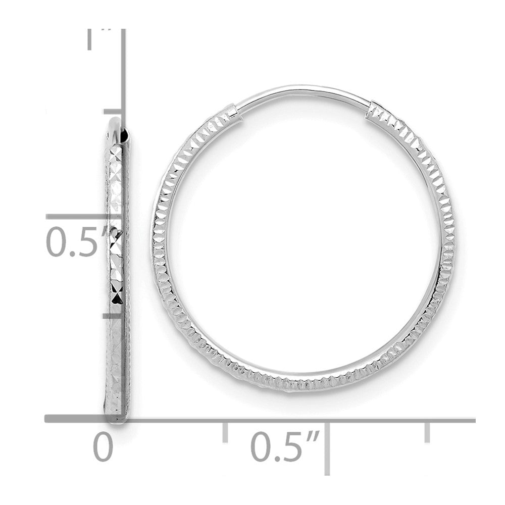 14K White Gold D/c 1.50mm Endless Hoop Earrings