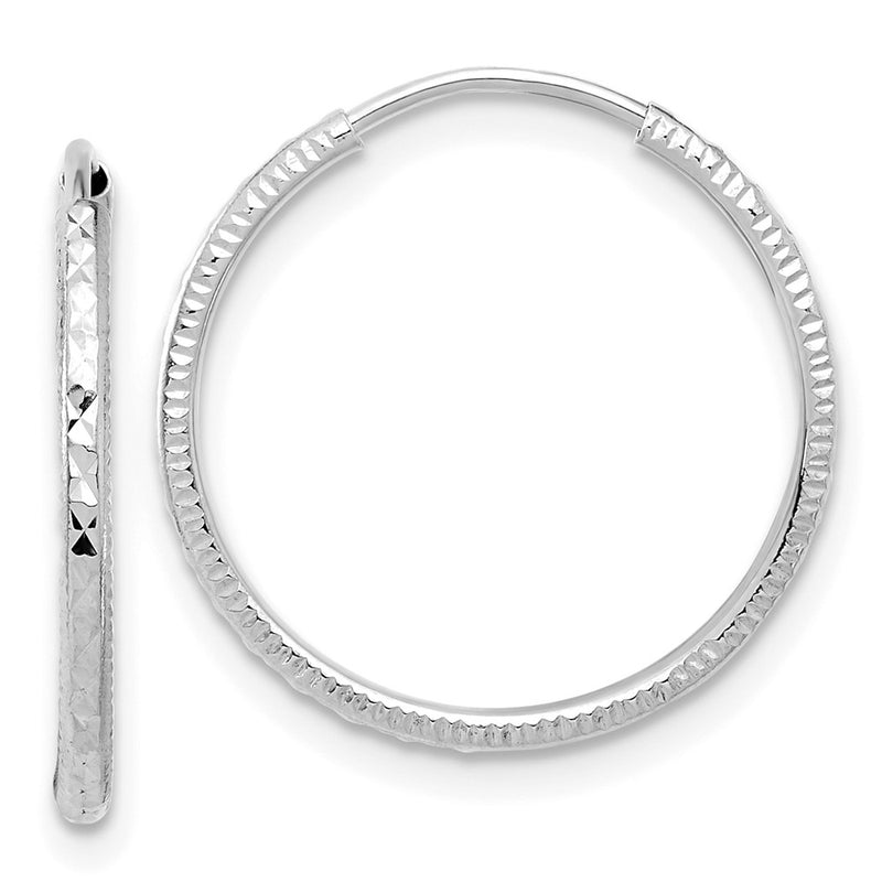 14K White Gold D/c 1.50mm Endless Hoop Earrings