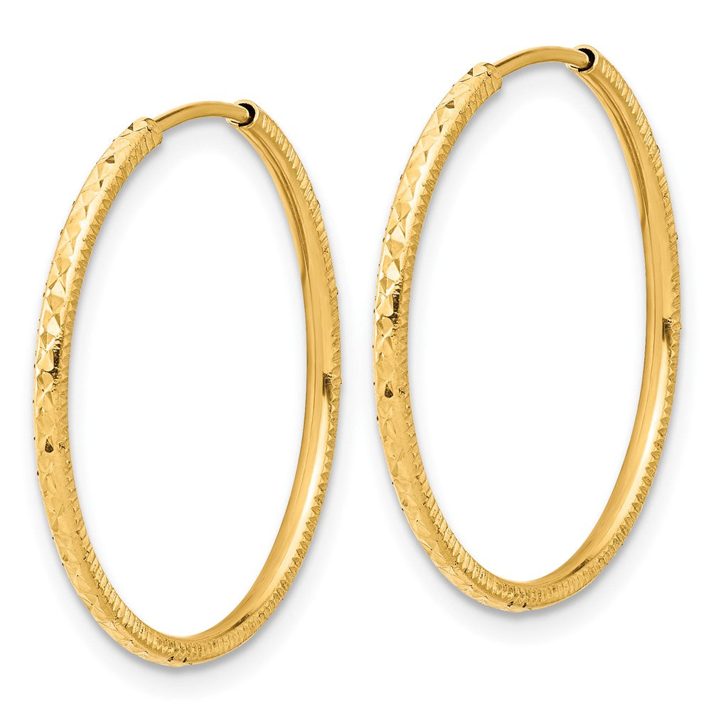 14K Yellow Gold D/c 1.50mm Endless Hoop Earrings