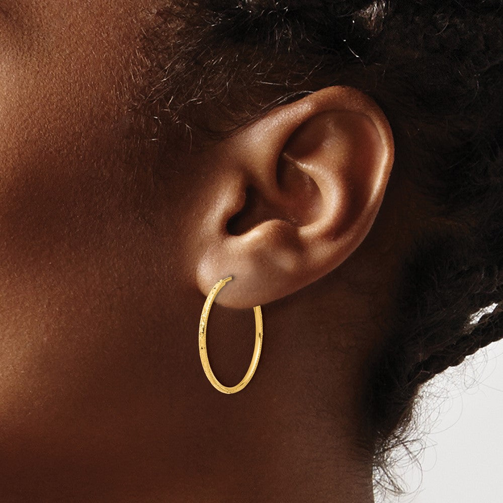 14K Yellow Gold D/c 1.50mm Endless Hoop Earrings
