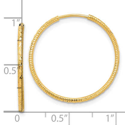 14K Yellow Gold D/c 1.50mm Endless Hoop Earrings