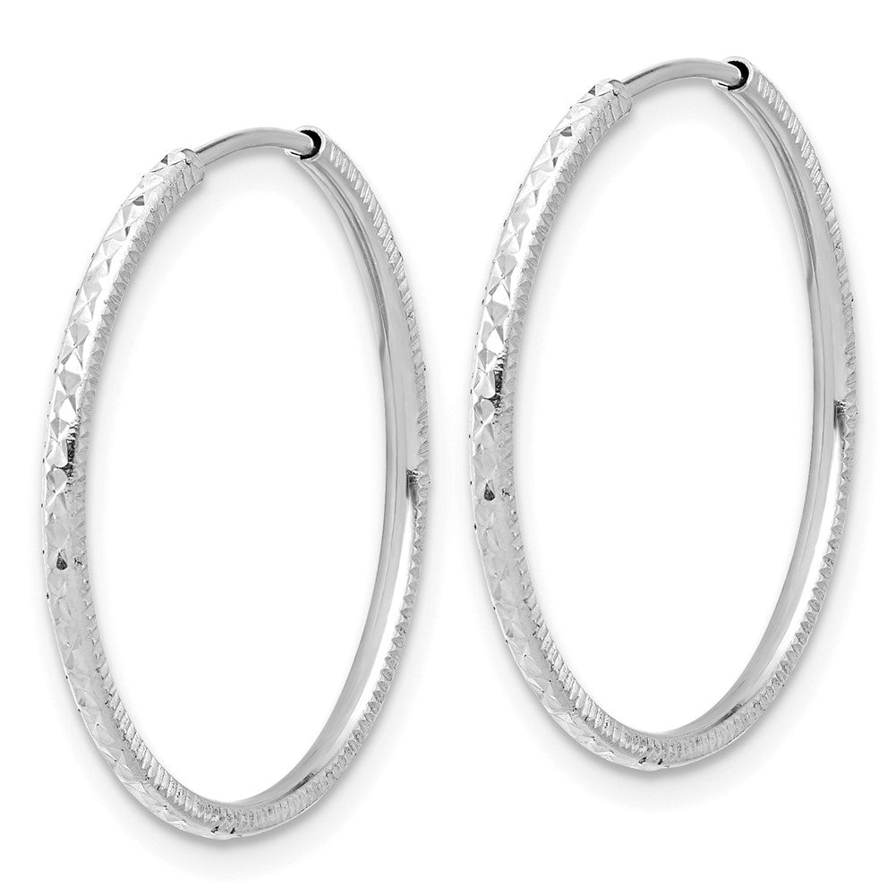 14K White Gold D/c 1.50mm Endless Hoop Earrings