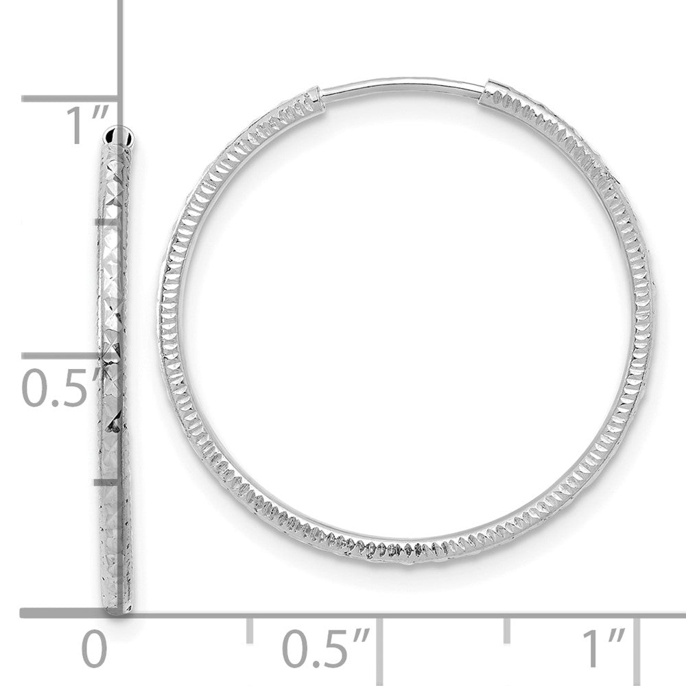 14K White Gold D/c 1.50mm Endless Hoop Earrings