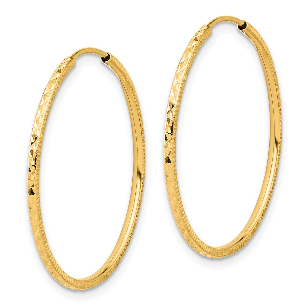 14K Yellow Gold D/c 1.50mm Endless Hoop Earrings