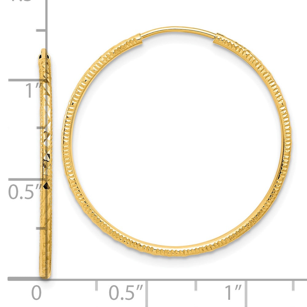14K Yellow Gold D/c 1.50mm Endless Hoop Earrings