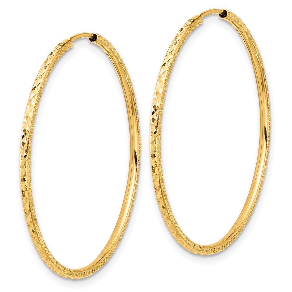 14K Yellow Gold D/c 1.50mm Endless Hoop Earrings