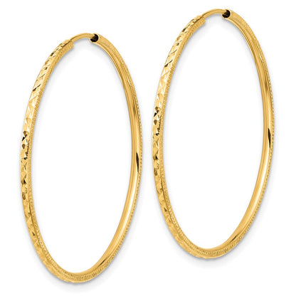 14K Yellow Gold D/c 1.50mm Endless Hoop Earrings