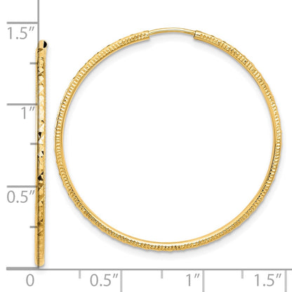 14K Yellow Gold D/c 1.50mm Endless Hoop Earrings