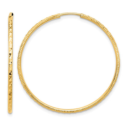 14K Yellow Gold D/c 1.50mm Endless Hoop Earrings