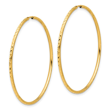 14K Yellow Gold D/c 1.50mm Endless Hoop Earrings