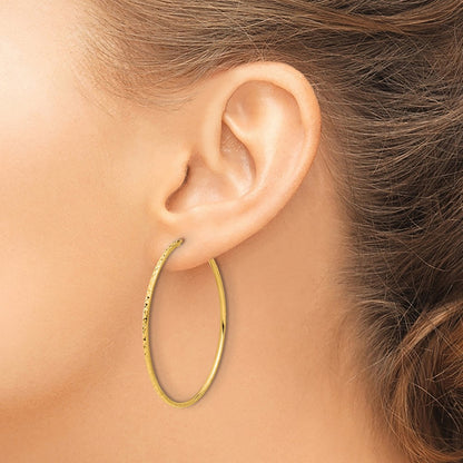 14K Yellow Gold D/c 1.50mm Endless Hoop Earrings