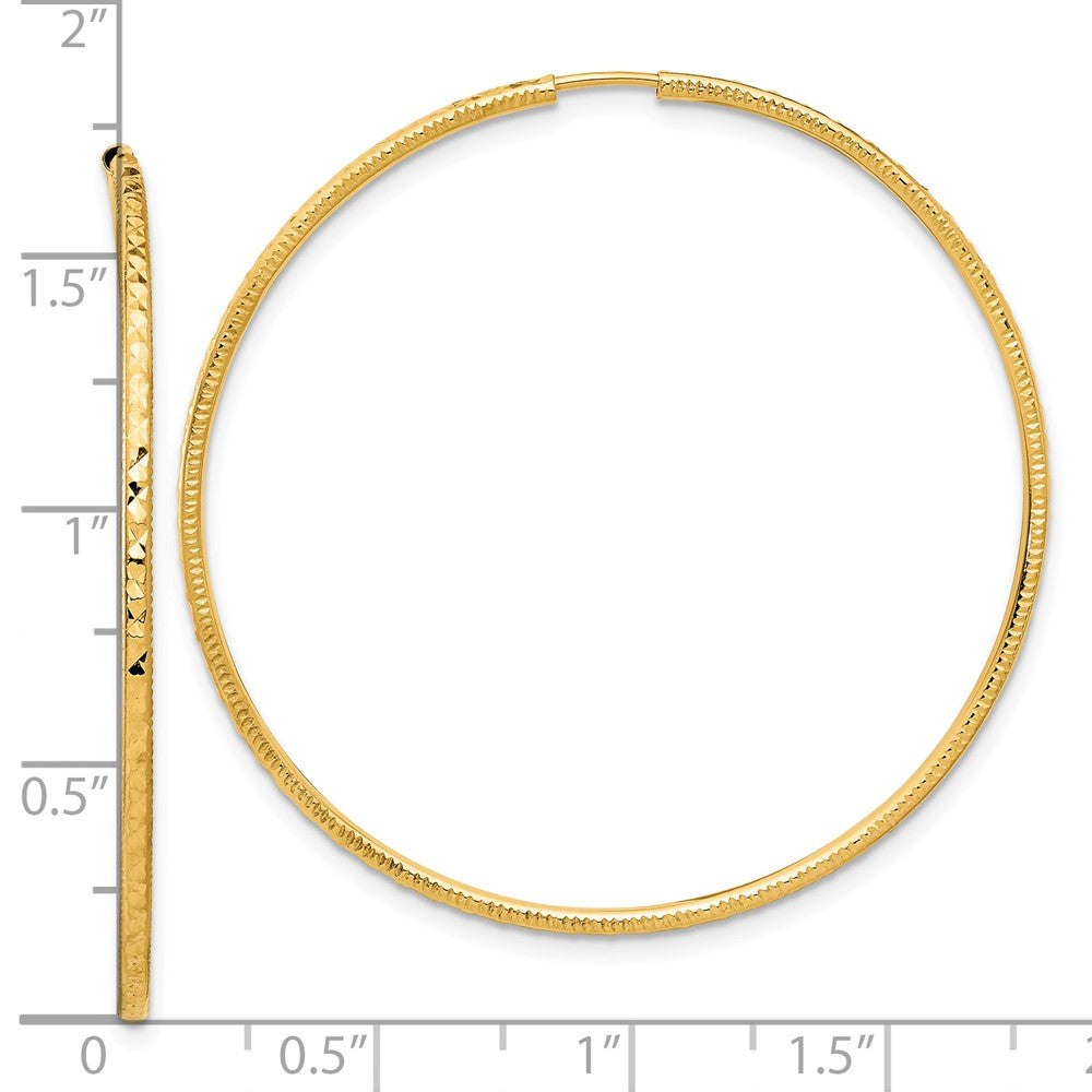 14K Yellow Gold D/c 1.50mm Endless Hoop Earrings