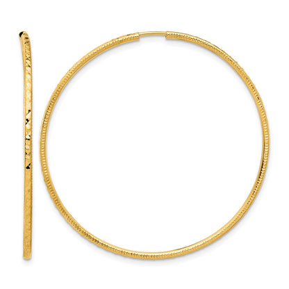 14K Yellow Gold D/c 1.50mm Endless Hoop Earrings