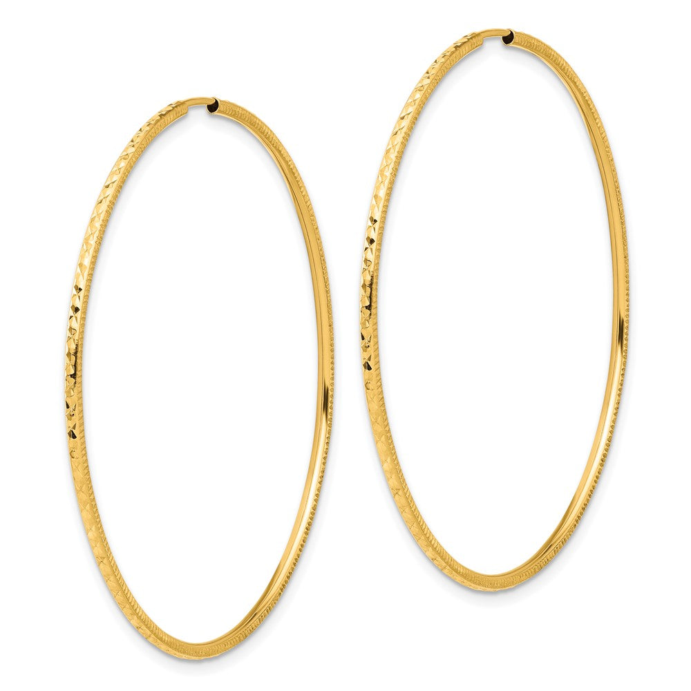 14K Yellow Gold D/c 1.50mm Endless Hoop Earrings