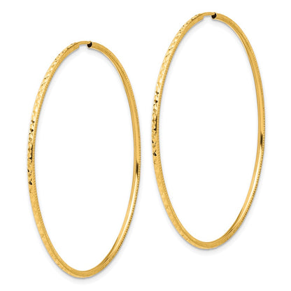 14K Yellow Gold D/c 1.50mm Endless Hoop Earrings