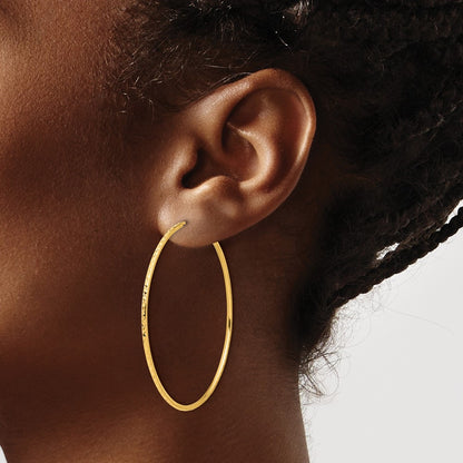 14K Yellow Gold D/c 1.50mm Endless Hoop Earrings