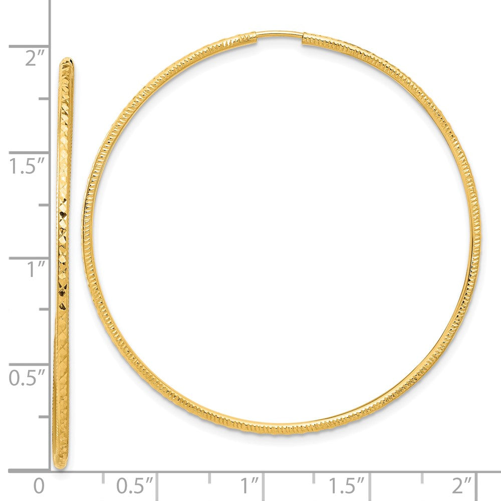 14K Yellow Gold D/c 1.50mm Endless Hoop Earrings