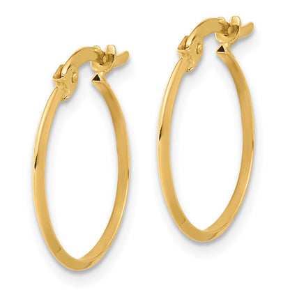 14K Yellow Gold Polished Knife Edge Hoop Earrings