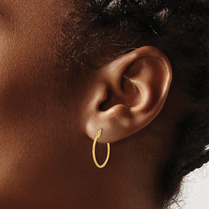 14K Yellow Gold Polished Knife Edge Hoop Earrings