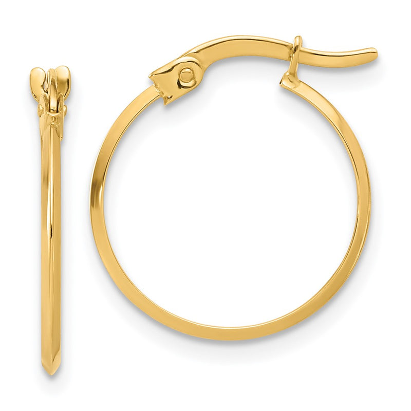 14K Yellow Gold Polished Knife Edge Hoop Earrings