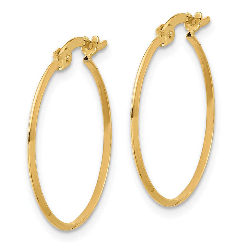 14K Yellow Gold Polished Knife Edge Hoop Earrings
