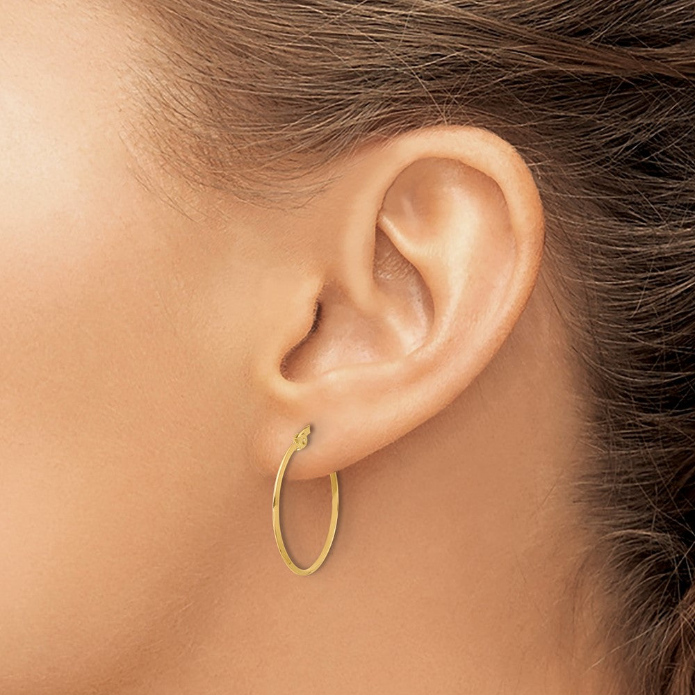 14K Yellow Gold Polished Knife Edge Hoop Earrings