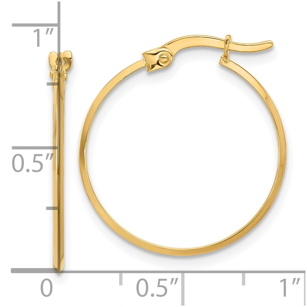 14K Yellow Gold Polished Knife Edge Hoop Earrings
