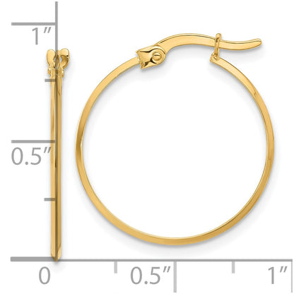 14K Yellow Gold Polished Knife Edge Hoop Earrings