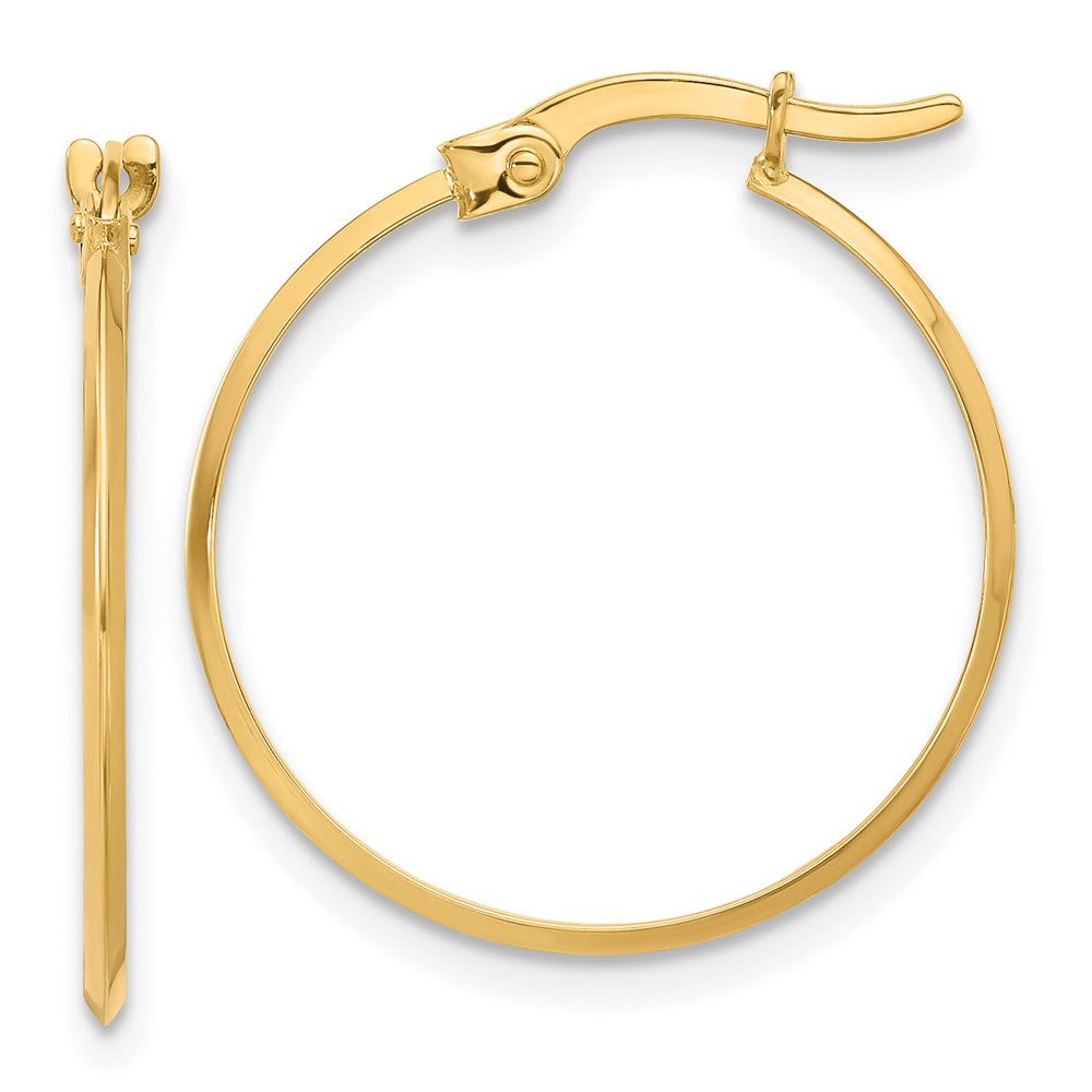 14K Yellow Gold Polished Knife Edge Hoop Earrings
