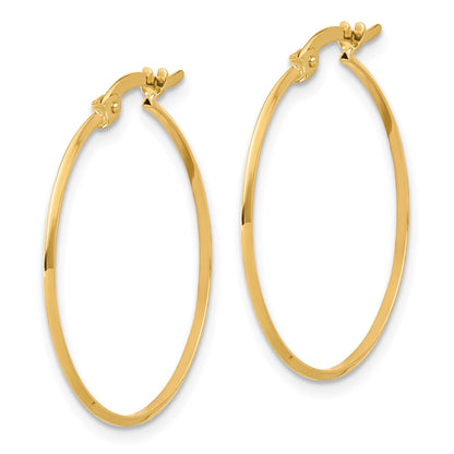 14K Yellow Gold Polished Knife Edge Hoop Earrings
