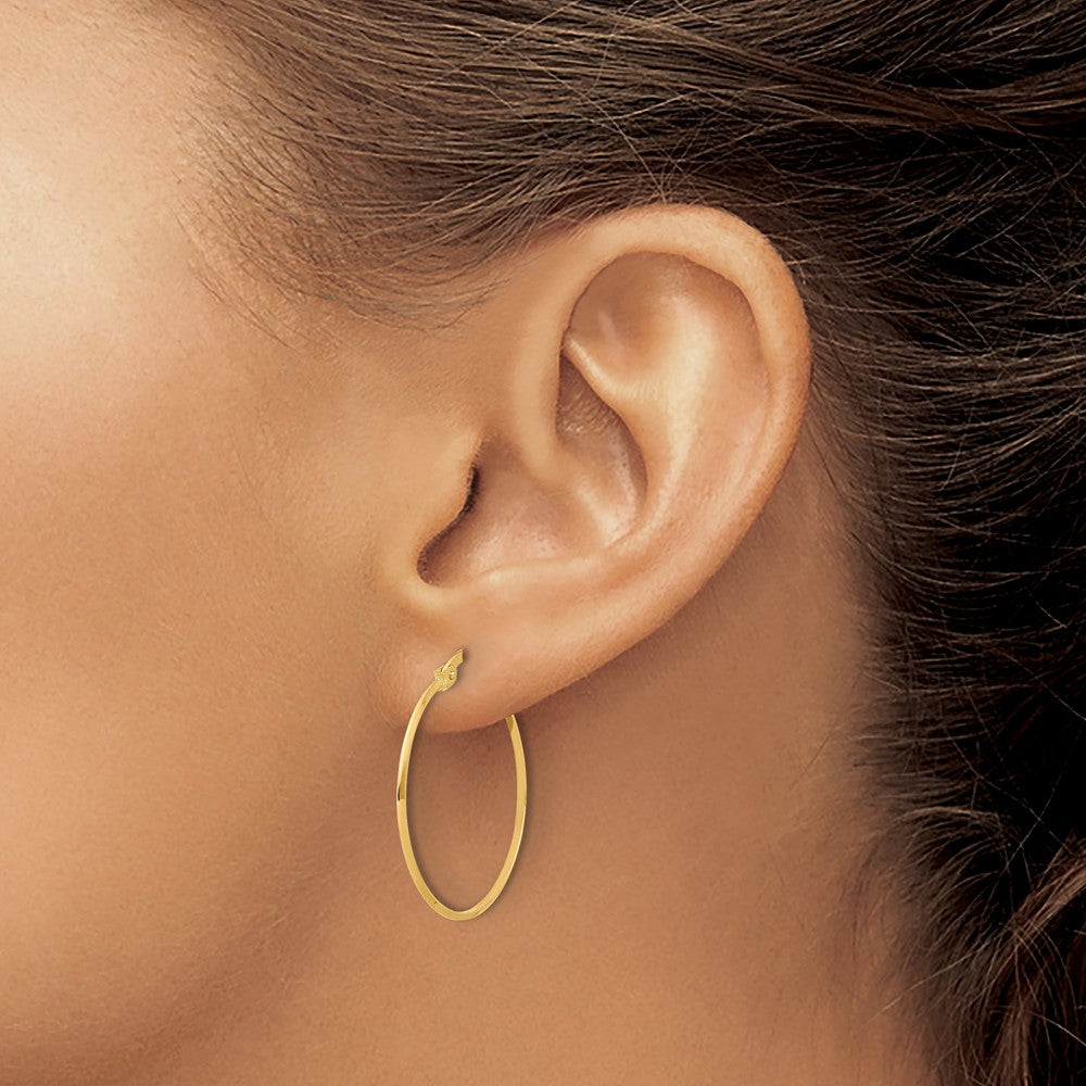 14K Yellow Gold Polished Knife Edge Hoop Earrings